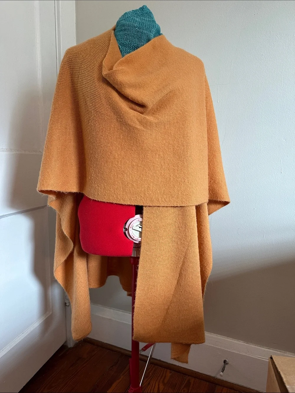 Women's Alpaca Knit Wrap Shawl in Salmon